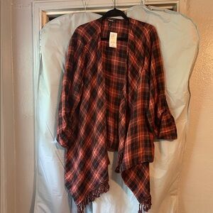 Torrid Red and Black Checkered Poncho